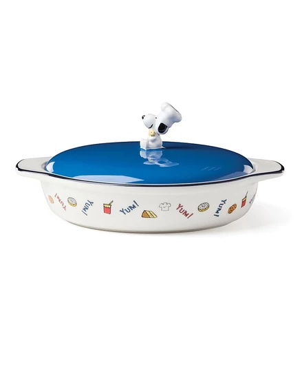 Жаровня Lenox Chef Snoopy с крышкой, 1180 мл, кремовая