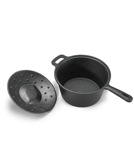 Ковш commercial chef 1,9 л чугунный с крышкой, черный