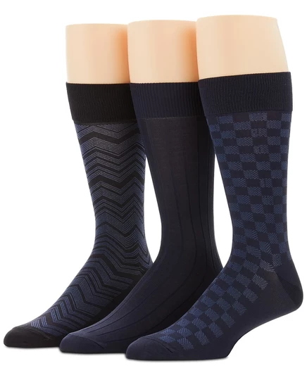 Мужские носки Perry Ellis Portfolio 3 пары, микрофибра, синие
