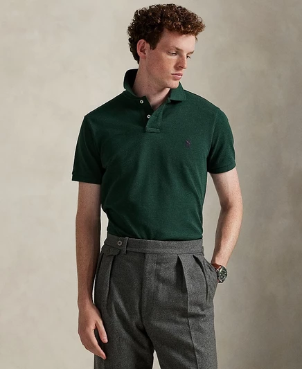 Мужское поло Polo Ralph Lauren Custom Slim-Fit, хвойный меланж