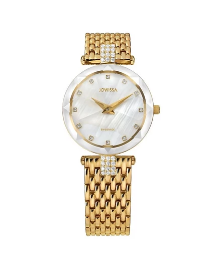 Женские часы Jowissa Facet Strass 30 мм, позолоченные, перламутр