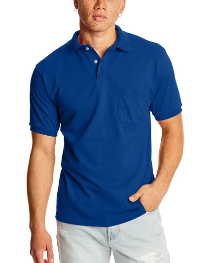 Мужская поло Hanes EcoSmart с карманом, 2 шт., синие