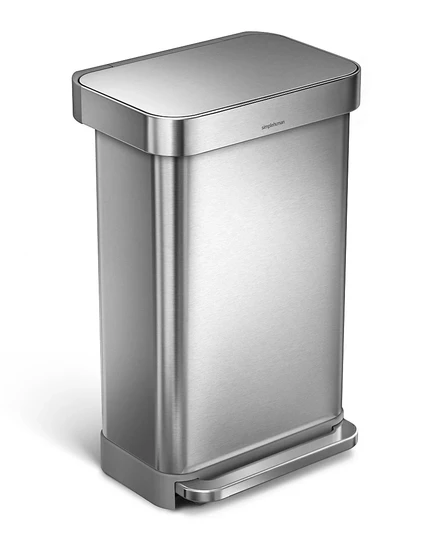 Мусорное ведро SimpleHuman 45 л прямоугольное, серебристое