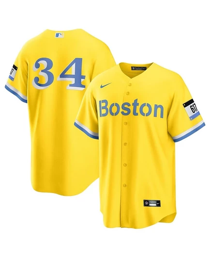 Мужские кроссовки Nike David Ortiz Gold Boston Red Sox, вышедшие на пенсию игроком City Connect, Реплика джерси gold