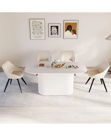 Streamdale Furniture 63" Кремовый обеденный стол и 4 стула на металлических ножках коричнево-бежевого цвета