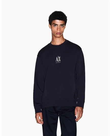 Мужской свитшот AX Armani Exchange Icon Logo флисовый, синий