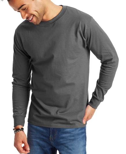Унисекс лонгслив Hanes Beefy-T, 2 шт., серый