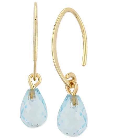 Серьги-подвески Macy's, золото 585, голубой топаз