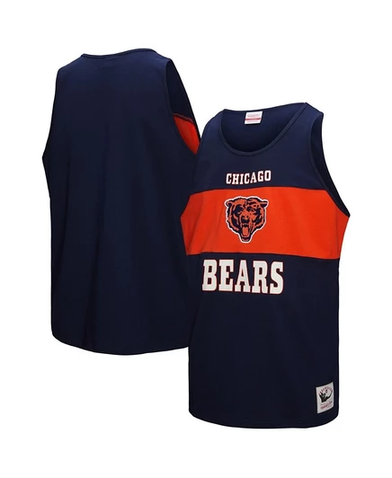 Мужская темно-синяя майка Chicago Bears в стиле ретро с цветными блоками Mitchell & Ness