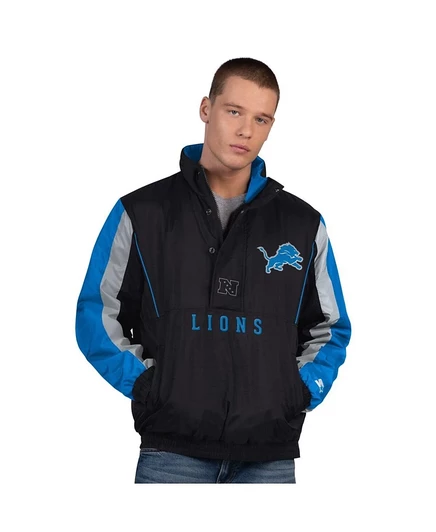 Мужская куртка Starter Detroit Lions, 1/2‑zip, синяя