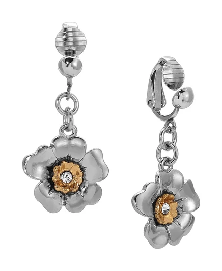 Серьги-клипсы 2028 Crystal Flower, серые
