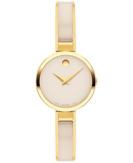 Женские часы Movado Moda 24 мм керамика, золотистые