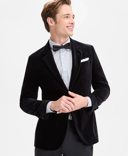 Мужской пиджак Hugo Boss Slim-Fit бархатный, черный