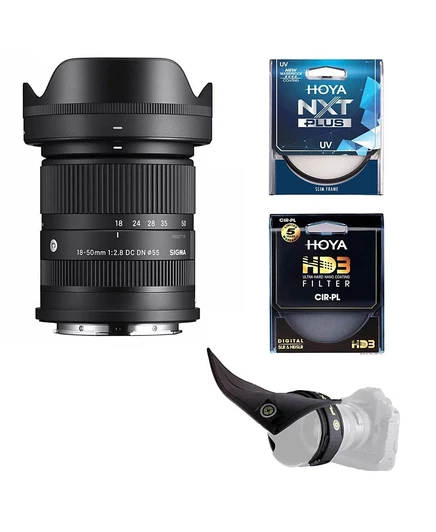 Объектив Sigma 18–50 мм f/2.8 для Sony E + 55 мм фильтры, черный