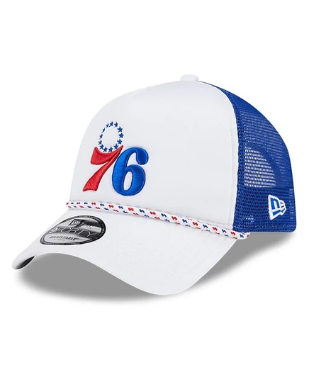 Мужская тракер-кепка New Era 9FORTY 76ers, бело-синяя
