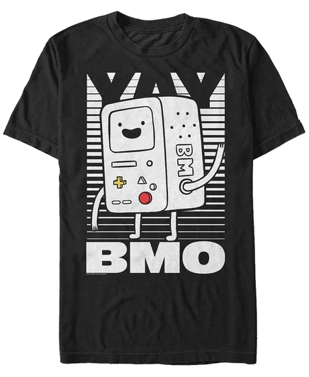 Мужская черная футболка с коротким рукавом Fifth Sun Men's Adventure Time BMO Wave Yay Halfton Fade black