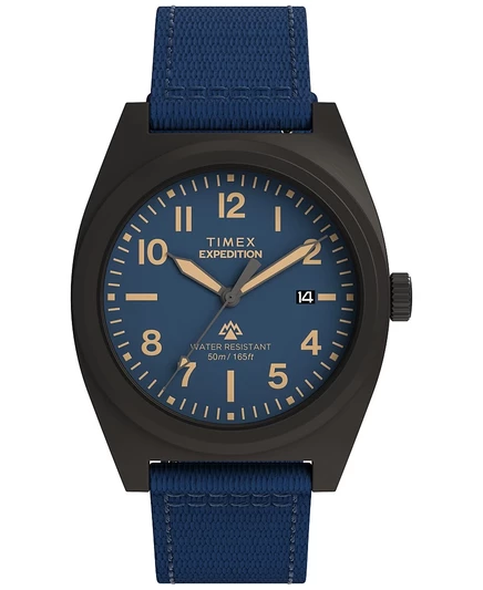 Мужские кварцевые аналоговые часы Timex из синей ткани, 39 мм, синие