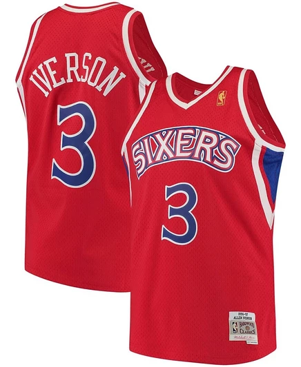 Мужская футболка Allen Iverson Red Philadelphia 76Ers 1996-97, классическая футболка Swingman, красная