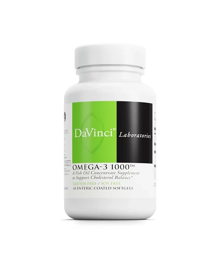 DaVinci Labs Omega-3 1000 - Пищевая добавка для поддержания нормального уровня холестерина в крови и поддержания иммунной системы, здоровья волос и цвета кожи