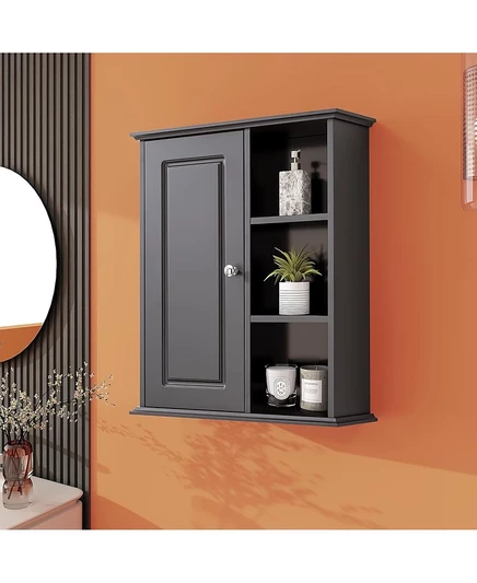 Настенный шкаф-аптечка VANIRROR с полками, черный