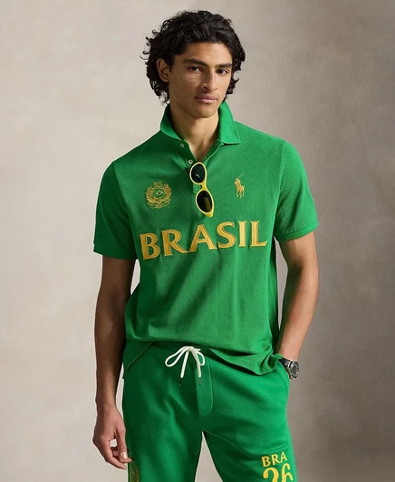 Мужская рубашка поло Polo Ralph Lauren классического кроя в Бразилии зеленого цвета