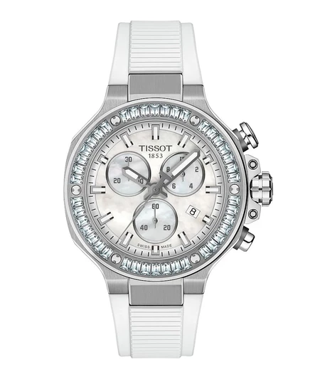 Часы Tissot Унисекс с белым силиконовым браслетом, 38 мм белый перламутр