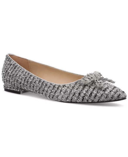  Женские балетки с острым носком, украшенные бантом Millee, созданные для Macy's silver tweed