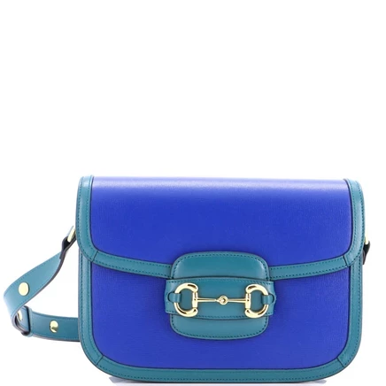 Женская сумка Gucci Horsebit 1955 кожаная, синяя