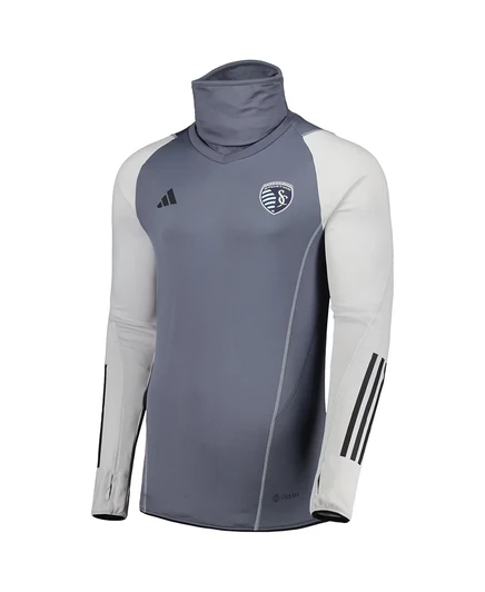 Мужской пуловер Adidas Sporting Kansas City COLD.RDY с воротником‑гольф, серый