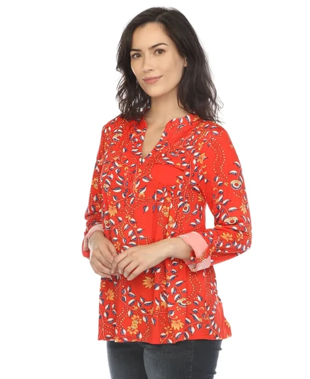 Женская туника White Mark Paisley на пуговицах, красная