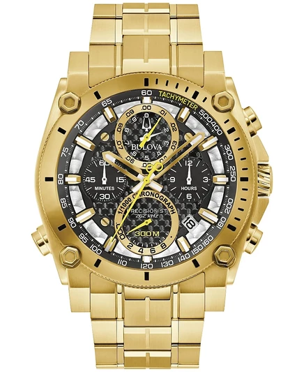 Мужские часы Bulova с хронографом Precisionist Icon с золотым браслетом из нержавеющей стали диаметром 47 мм