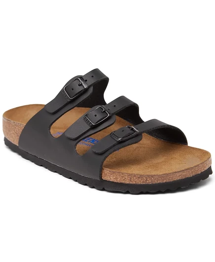 Женские босоножки Birkenstock с мягкой стелькой из нубука Florida Birko-Flor от Finish Line черного цвета