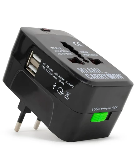 Универсальный адаптер Miami CarryOn с двумя USB, черный