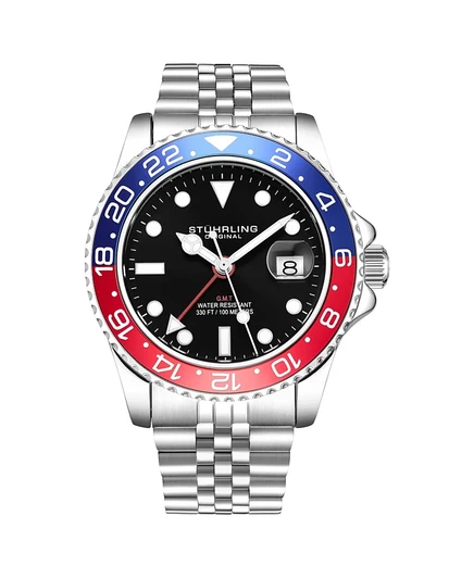 Мужские часы Stuhrling Meridian 3968 GMT, серебристые