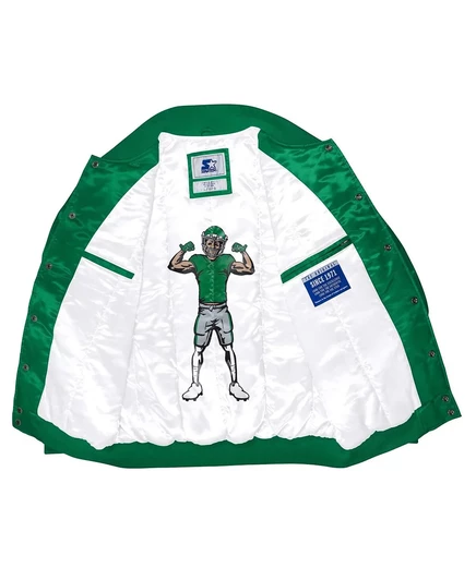 Мужская школьная куртка Starter's Kelly Green Philadelphia Eagles из эксклюзивного атласа на полной застежке kelly green