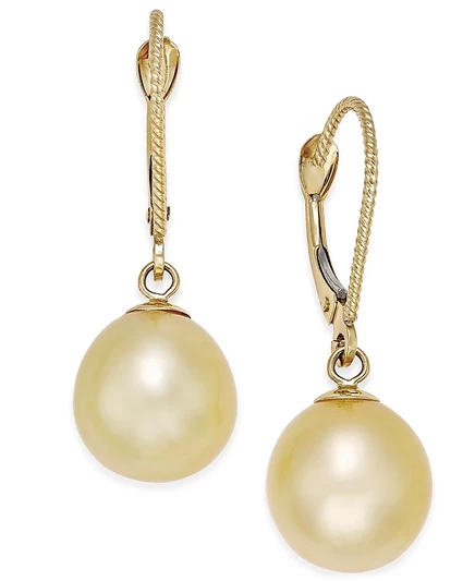 Серьги Macy's с золотыми жемчужинами 9 мм, 14K, золотистые