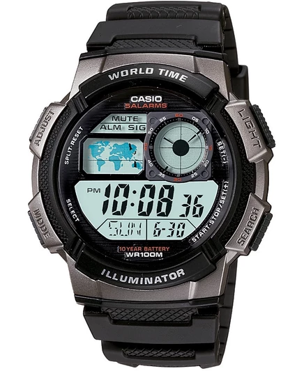 Мужские цифровые часы Casio 43,7 мм, черные