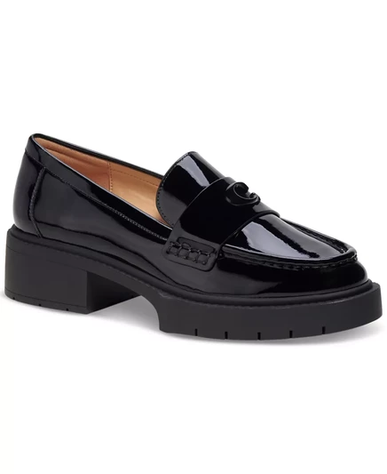  Женские мокасины на платформе Leah  black patent leather