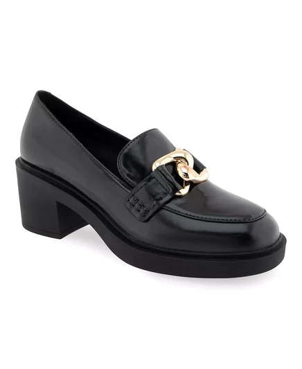  Женские мокасины на блочном каблуке Gibbon black burnished faux leather-polyurethane