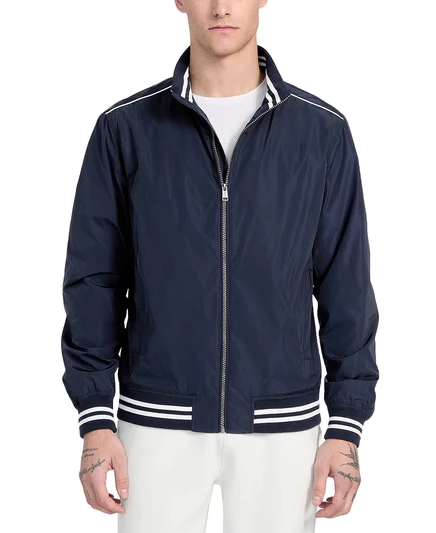 Мужская куртка-бомбер GUESS в городскую полоску обычного покроя от GUESS smart blue