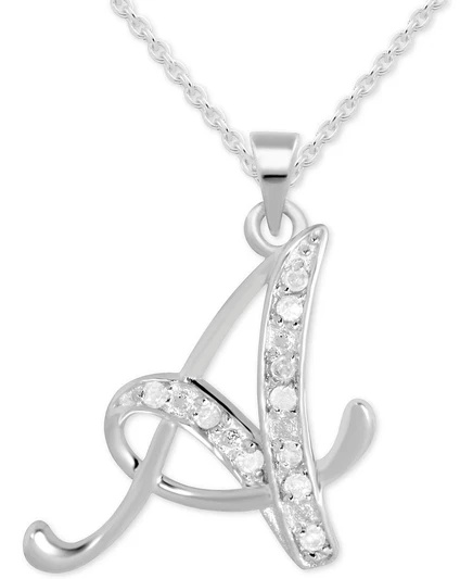 Колье Macy's Diamond A 18″ с бриллиантами, серебряное