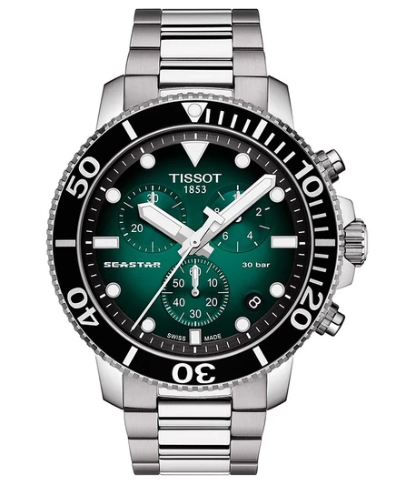 Мужские швейцарские часы-хронограф Tissot Seastar 1000 с браслетом из нержавеющей стали 46 мм