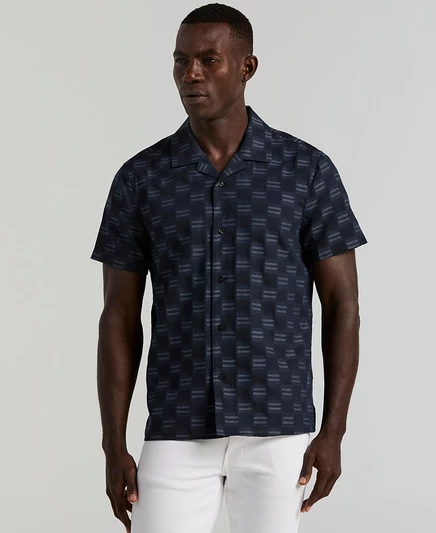 Мужская рубашка Perry Ellis с открытым воротником, синяя