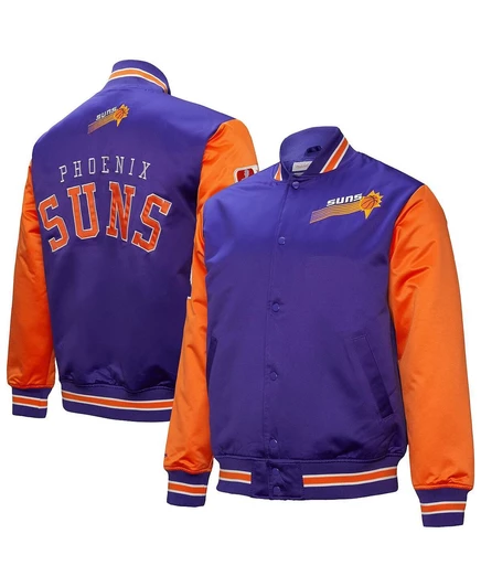 Мужская сатиновая куртка Mitchell & Ness Phoenix Suns на кнопках, фиолетовая