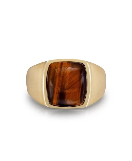 LuvMyJewelry Яркий Красный Тигровый глаз Кварц Драгоценный камень Желтое золотое покрытие Серебряное мужское кольцо с печаткой желтое