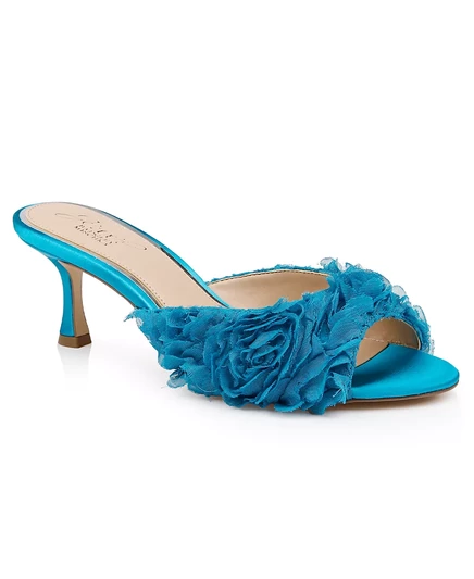 Женское алое платье Jewel Badgley Mischka, босоножки-слайдеры blue chiffon