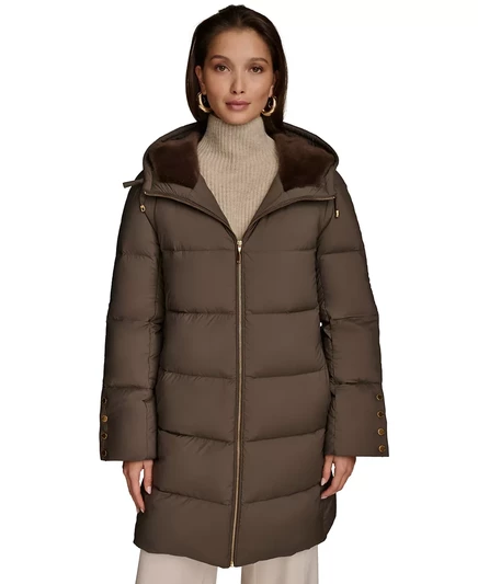  Женское пуховое пальто-фугу с капюшоном hickory
