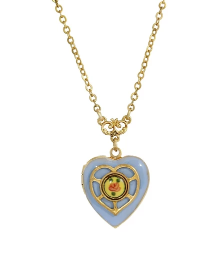 Женское ожерелье 2028 Heart Locket с эмалью, голубое