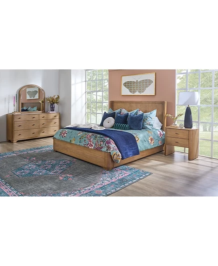 Скандинавский комплект из 3 предметов Queen-Size (кровать, комод и тумбочка) коричневого цвета