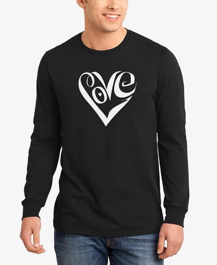 Мужской лонгслив LA Pop Art Word Art Love Heart, черный